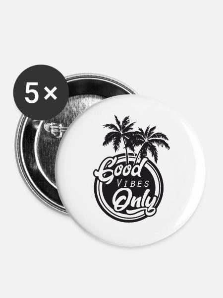 Gute Vibes Only Palmen - Buttons groß 56 mm (5er Pack) - Weiß
