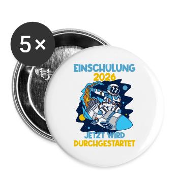 School enrollment 2026 rocket schoolchild school introduction - Buttons large 2.2''/56 mm (5-pack) - white - Front
