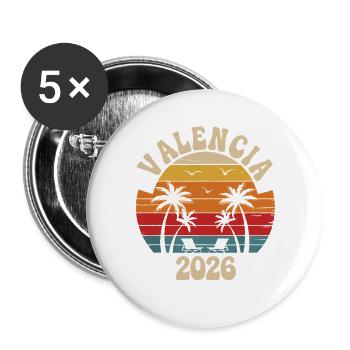 Plage rétro de Valence 2026 - Lot de 5 grands badges (56 mm) - blanc - Devant