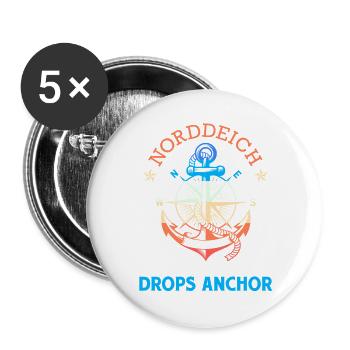 North Sea NORTH DIKE WHERE MY HEART DROPS ANCHOR Funny - Buttons large 2.2''/56 mm (5-pack) - white - Front