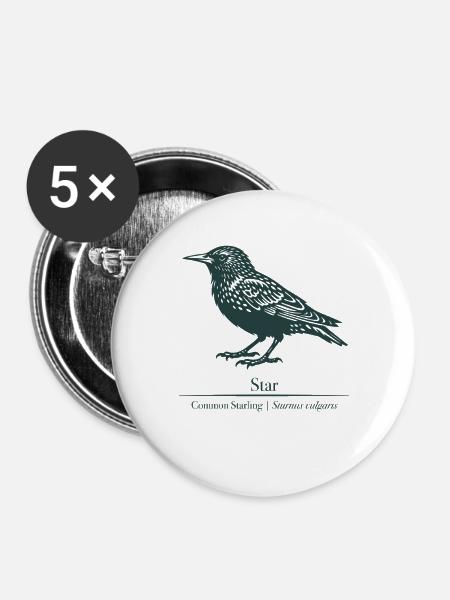 Star Silhouette | Ornithologie | Zeichnung - Buttons groß 56 mm (5er Pack) - Weiß