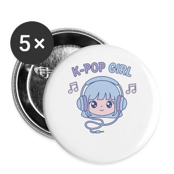 K-Pop-Mädchen Niedliches koreanisches Kpop-Musik-Anime-Mädchen - Buttons groß 56 mm (5er Pack) - Weiß - Vorne