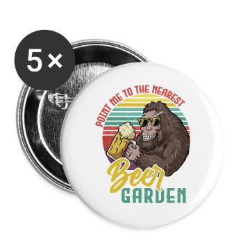 Sasquatch Biergarten Retro - Buttons groß 56 mm (5er Pack) - Weiß - Vorne