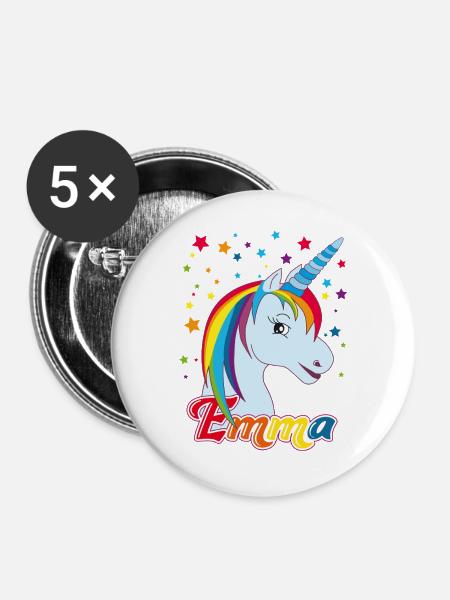 Emma, Mädchenname, Lieblingsname - Buttons groß 56 mm (5er Pack) - Weiß