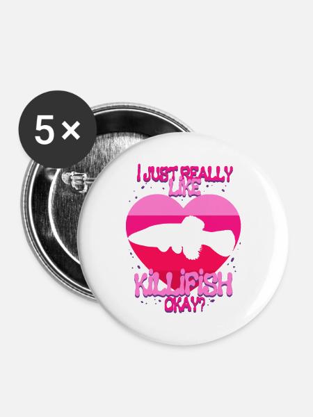 Zahnkarpfen Killfisch Zahnkärpflinge - Buttons groß 56 mm (5er Pack) - Weiß