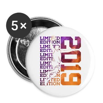 LIMITED EDITION 2019 BASKETBALL 7TH BIRTHDAY - Buttons large 2.2''/56 mm (5-pack) - white - Front