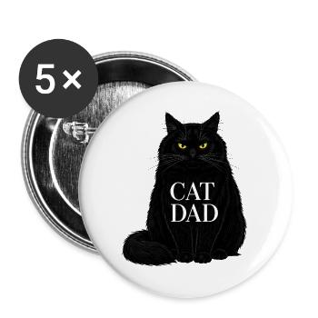 Cat Dad - Design d’illustration de chat noir - Lot de 5 grands badges (56 mm) - blanc - Devant