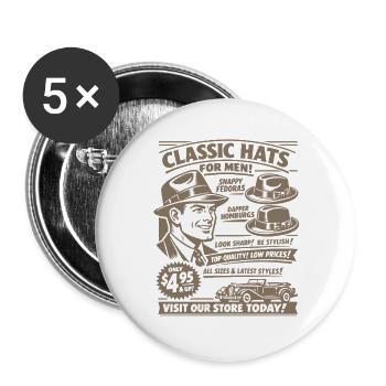 Retro Mode Nostalgie | Herren | Vintage Fashion - Buttons groß 56 mm (5er Pack) - Weiß - Vorne