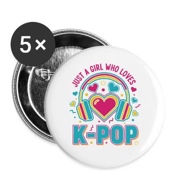 Just a girl, das koreanische K-Pop-Musik liebt - Buttons groß 56 mm (5er Pack) - Weiß - Vorne