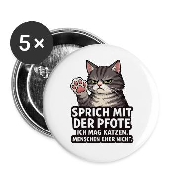 Sprich mit der Pfote – Grumpy Katze - Buttons large 2.2''/56 mm (5-pack) - white - Front