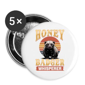 Funny Honey Badger - Buttons groß 56 mm (5er Pack) - Weiß - Vorne