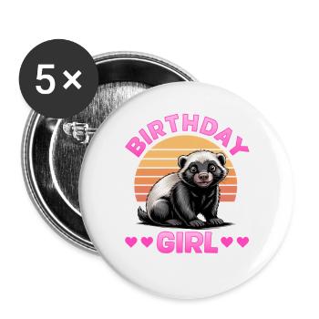Funny Honey Badger - Buttons groß 56 mm (5er Pack) - Weiß - Vorne
