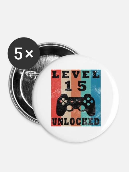 Level 15 Freigeschaltet Retro Controller - Buttons groß 56 mm (5er Pack) - Weiß