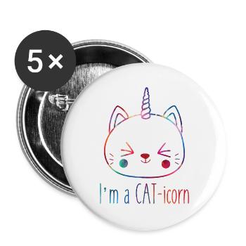 Je suis un amoureux des chats caticornes, des licornes, des chats - Lot de 5 grands badges (56 mm) - blanc - Devant