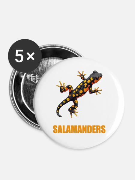 Feuersalamander Salamander - Buttons groß 56 mm (5er Pack) - Weiß