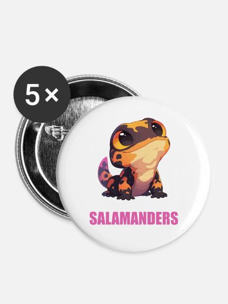Feuersalamander Salamander - Buttons groß 56 mm (5er Pack) - Weiß