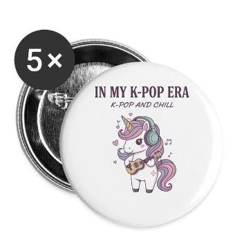 In meiner K-Pop-Ära K-Pop und entspannter Einhorn-Kpop-Musik - Buttons groß 56 mm (5er Pack) - Weiß - Vorne