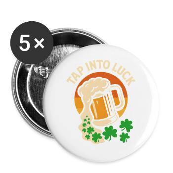 TAP INTO LUCK - Lot de 5 grands badges (56 mm) - blanc - Devant