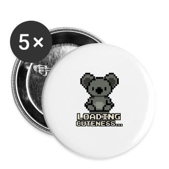 Pixel Koala Loading Cuteness - Buttons large 2.2''/56 mm (5-pack) - white - Front