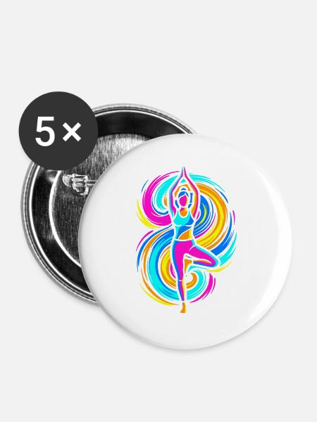 Yoga Pose - Buttons groß 56 mm (5er Pack) - Weiß