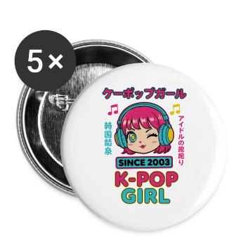 Depuis 2003, K-Pop Girl Musique coréenne Anime mignon - Lot de 5 grands badges (56 mm) - blanc - Devant