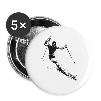 Rétro Skier - Lot de 5 grands badges (56 mm) - blanc - Devant