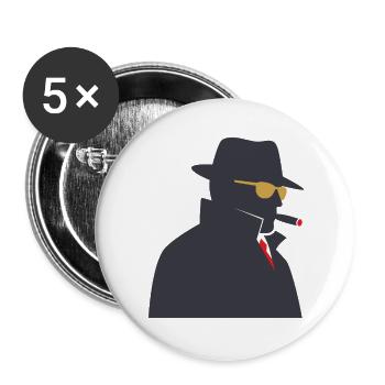 Schattendetektiv mit Zigarre - Buttons groß 56 mm (5er Pack) - Weiß - Vorne