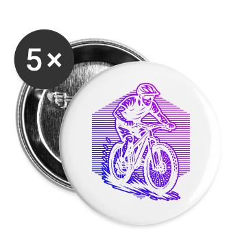 Funny mountain bike motif - Buttons large 2.2''/56 mm (5-pack) - white - Front