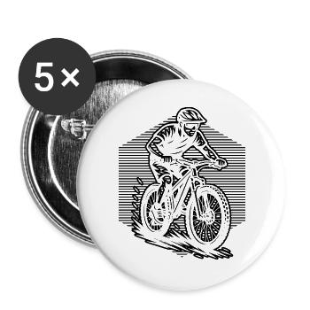 Motif emblématique du VTT - Lot de 5 grands badges (56 mm) - blanc - Devant