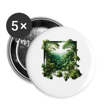 Fenster zum Dschungelgrün - Buttons groß 56 mm (5er Pack) - Weiß - Vorne