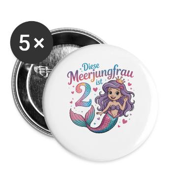 This Mermaid Is 2 Girls 2nd Birthday - Buttons large 2.2''/56 mm (5-pack) - white - Front