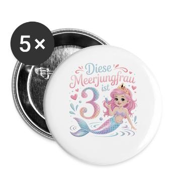 This Mermaid Is 3 Girls 3rd Birthday - Buttons large 2.2''/56 mm (5-pack) - white - Front