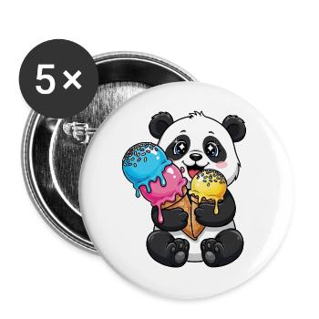 Süßer Panda Cartoon Eis Sommer Süßigkeit - Buttons groß 56 mm (5er Pack) - Weiß - Vorne