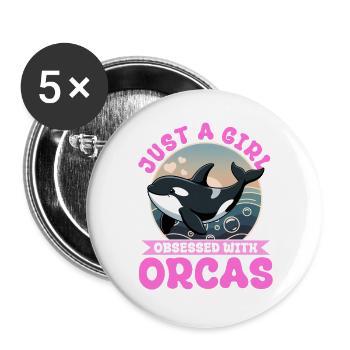 Orca drôle - Lot de 5 grands badges (56 mm) - blanc - Devant