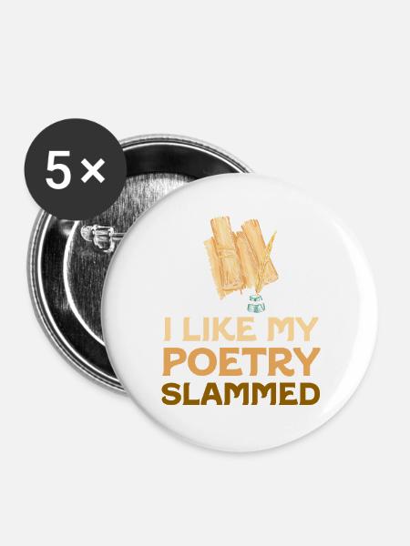 Poetry Slammed - Buttons groß 56 mm (5er Pack) - Weiß