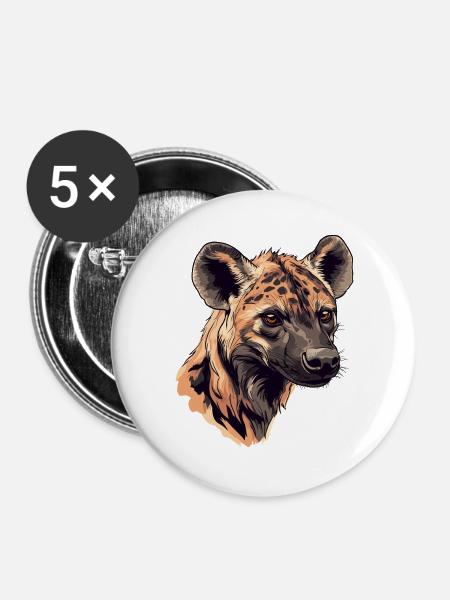 Kräftiges Hyänenporträt Illustration - Buttons groß 56 mm (5er Pack) - Weiß