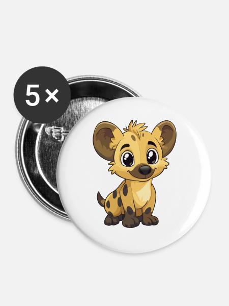 Kuschelhyäne Jungtier Charm - Buttons groß 56 mm (5er Pack) - Weiß