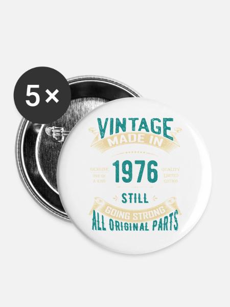 Vintage 1976 läuft immer noch stark - Buttons groß 56 mm (5er Pack) - Weiß