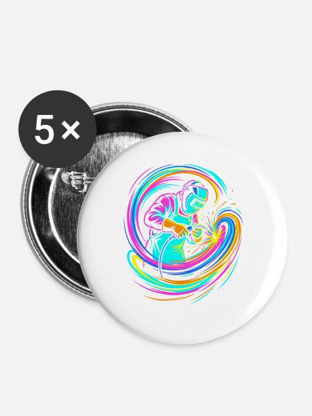 Schweißer - Buttons groß 56 mm (5er Pack) - Weiß