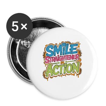 Hygiéniste orthodontique Lisseurs de sourire dentaire - Lot de 5 grands badges (56 mm) - blanc - Devant