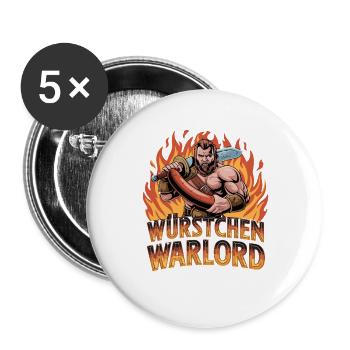 Saucisse Grill Maître Grill Saucisse Barbecue - Lot de 5 grands badges (56 mm) - blanc - Devant