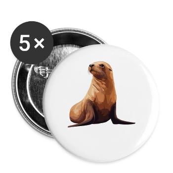 Sea Lions Sea Lion - Buttons large 2.2''/56 mm (5-pack) - white - Front