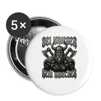 Be a warrior, not a creeper, Viking beard - Buttons large 2.2''/56 mm (5-pack) - white - Front