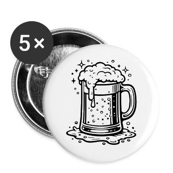 Beer Glass Symbol Beer - Buttons large 2.2''/56 mm (5-pack) - white - Front