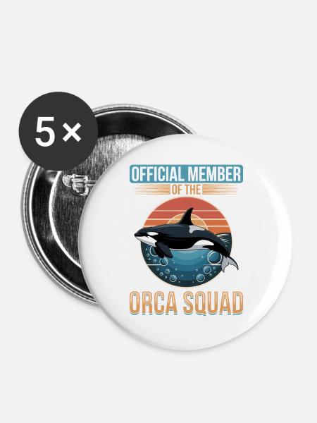Funny Orca - Buttons groß 56 mm (5er Pack) - Weiß