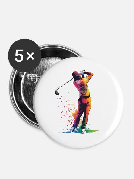 Golf-Schwung - Buttons groß 56 mm (5er Pack) - Weiß