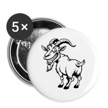 Chèvre croquis noir espiègle - Lot de 5 grands badges (56 mm) - blanc - Devant