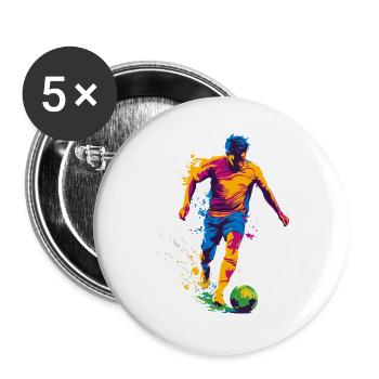 Paint Splash Soccer Hero - Buttons large 2.2''/56 mm (5-pack) - white - Front
