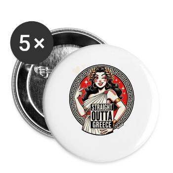 Parodie de la Déesse de la Grèce tout droit sortie de la Grèce - Lot de 5 grands badges (56 mm) - blanc - Devant