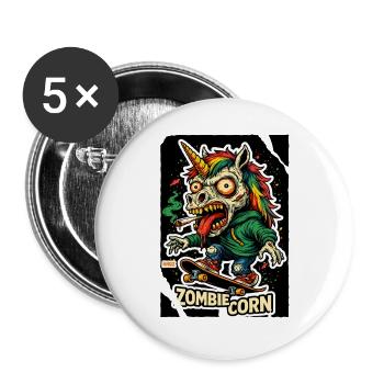 ZombieCorn Unicorn Zombie Skateboard - Buttons large 2.2''/56 mm (5-pack) - white - Front